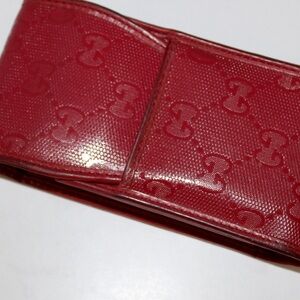 Rare Authentic Gucci Lipstick Holder with Red Leather GG Embossed